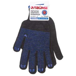 Перчатки хоз. х/б ЛАЙМА ПРЕМИУМ ПВХ прочны...